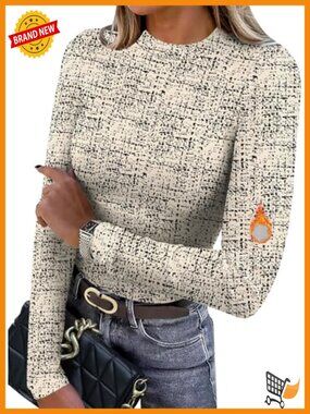 Long Sleeve Mock Neck Slim Fit Thermal Top - Soft Rayon Blend Stretchy Tee